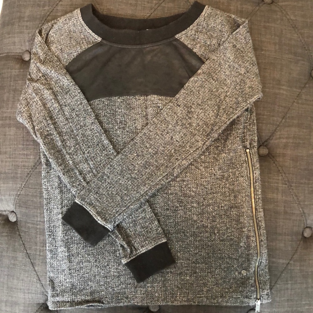Calvin Klein Mixed Media Shirt w/ Side Zip Detail